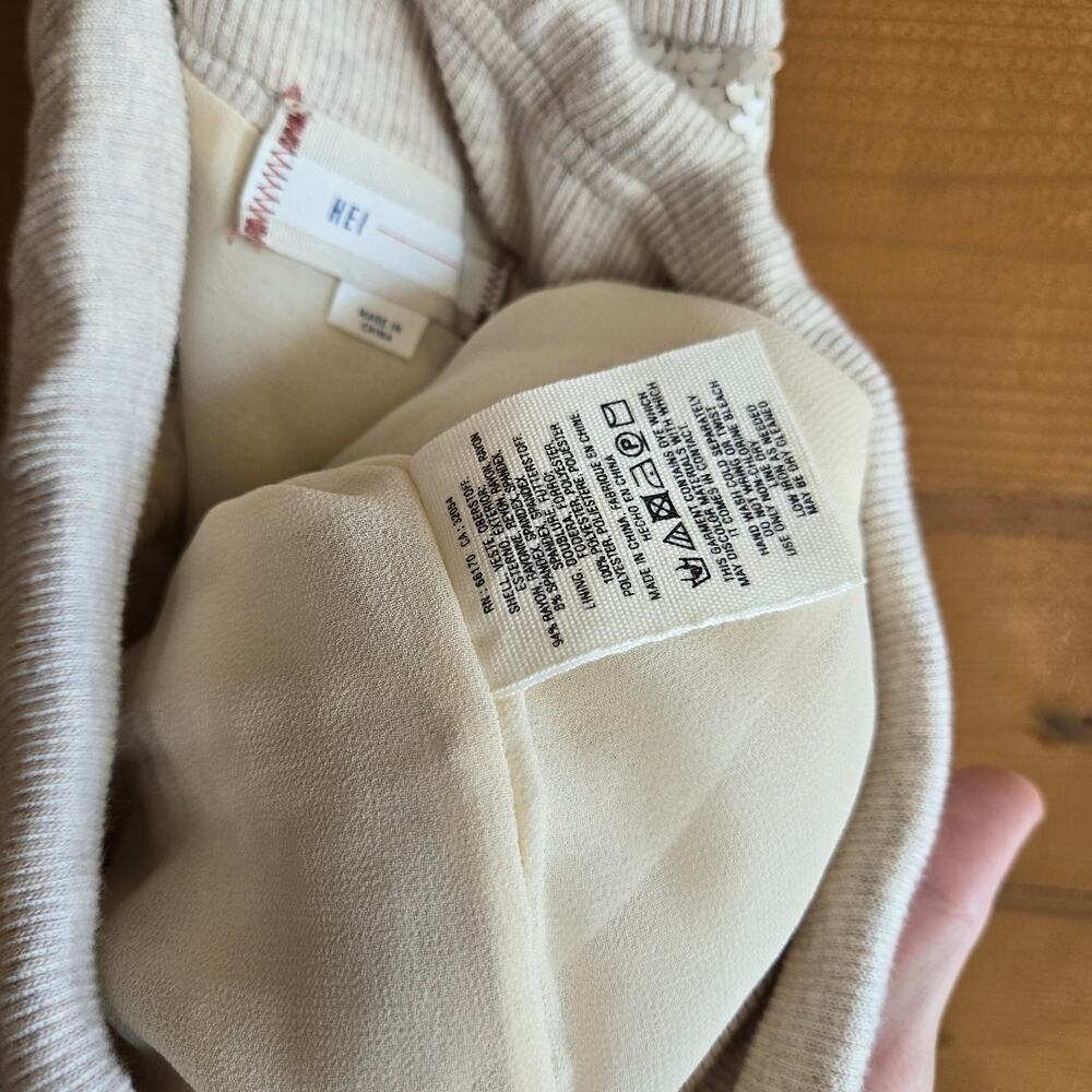 Anthropologie Sequin Pant Trouser Cream Gold Hei Hei Large Holiday NYE Pull On - Picture 7 of 7